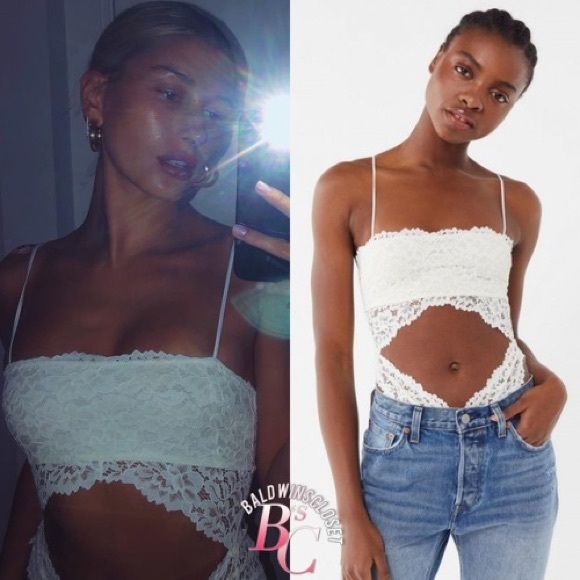 AS SEEN ON HAILEY BIEBER!! Urban Outfittets  lace cutout bodysuit - Picture 1 of 3